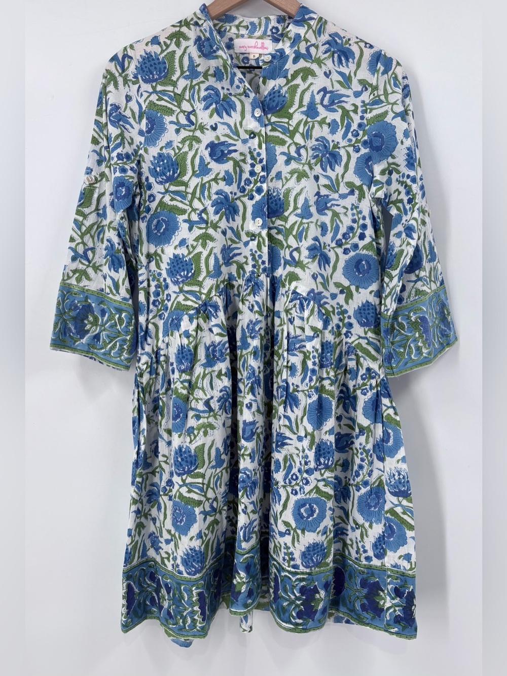 Mary Marshmallow Blue Floral Short Willow Dress